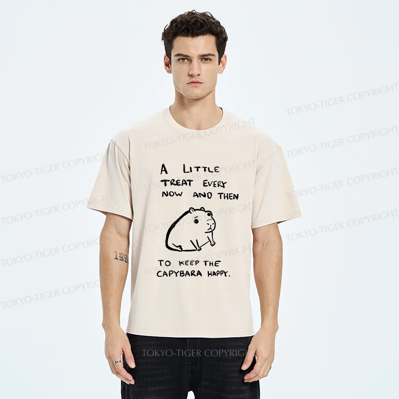 Tokyo-Tiger Keep Capybara Happy Washed T-Shirt