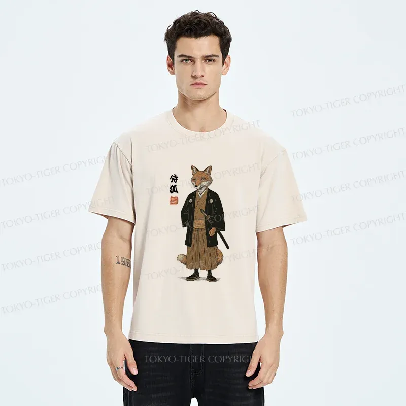 Tokyo-Tiger Fox Samurai Washed T-Shirt