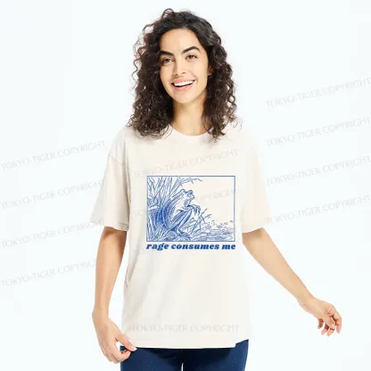 Tokyo-Tiger Rage Consumes Frog Washed T-Shirt