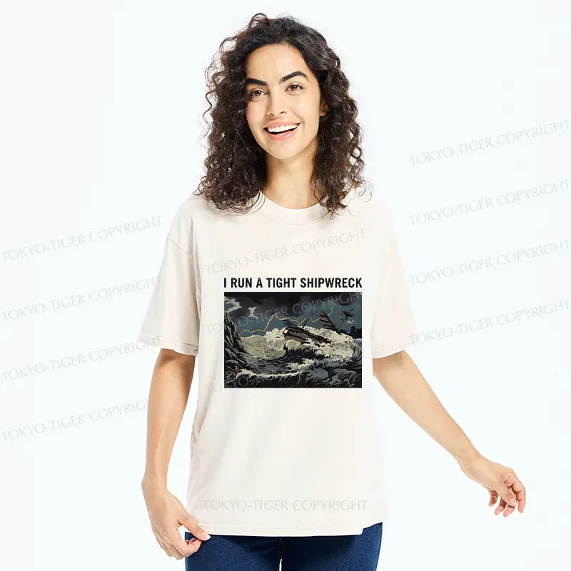 Tokyo-Tiger Shipwreck Meme Washed T-Shirt