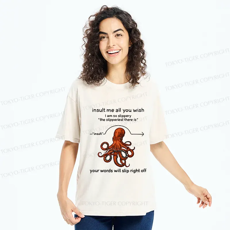 Tokyo-Tiger Avoiding Verbal Attacks Washed T-Shirt