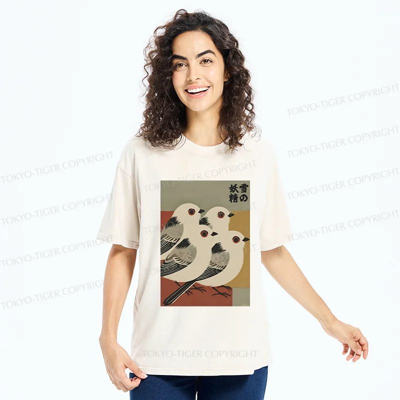 Tokyo-Tiger Aegithalos Caudatus Japonicus Washed T-Shirt
