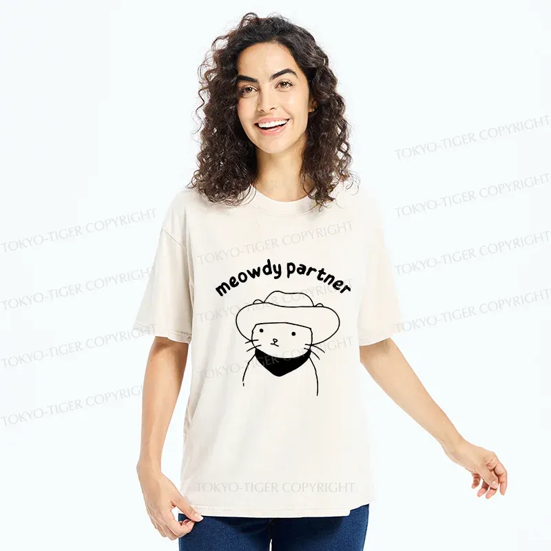 Tokyo-Tiger Cat Companion Washed T-Shirt