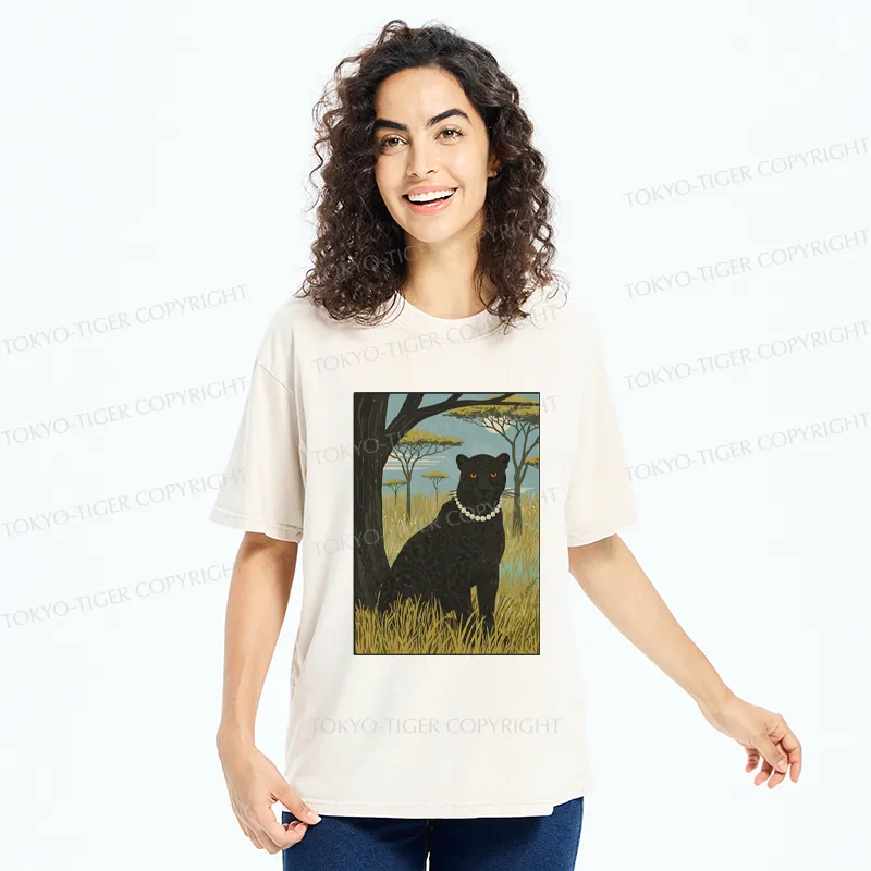 Tokyo-Tiger The Pearl Leopard Of The Savanna Washed T-Shirt