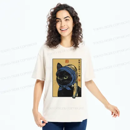 Tokyo-Tiger The Cat With The Pearl Earring Washed T-Shirt
