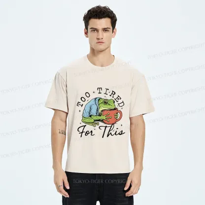 Tokyo-Tiger Frog Is Too Tired And Needs Coffee Washed T-Shirt