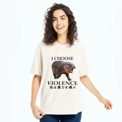 Tokyo-Tiger Moo Deng Choose Violence Washed T-Shirt