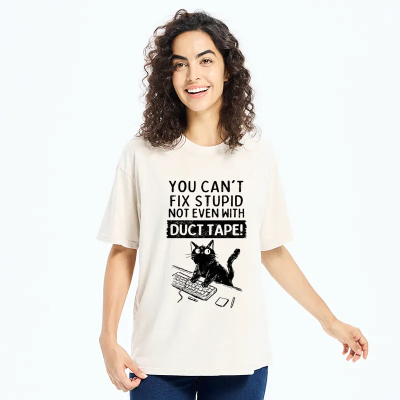 Tokyo-Tiger Funny Cat：You Can't Fix Stupid Washed T-Shirt