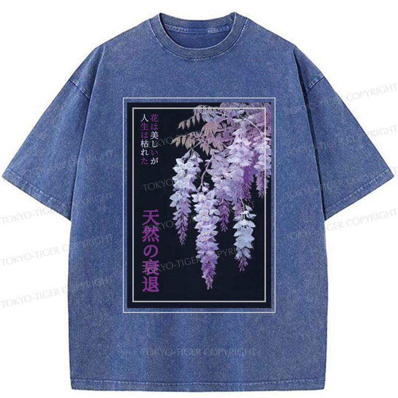 Tokyo-Tiger Wisteria Jpanese Flowers Poster Washed T-Shirt