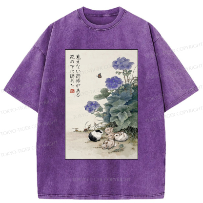 Tokyo-Tiger Beneath the Bloom: A Rabbit's Tale Washed T-Shirt