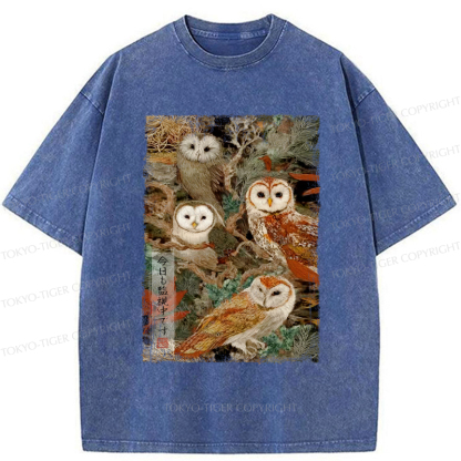 Tokyo-Tiger The Owl Is Watching You Again Today Washed T-Shirt