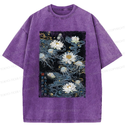 Tokyo-Tiger Lotus Dreams And Zen Streams Washed T-Shirt