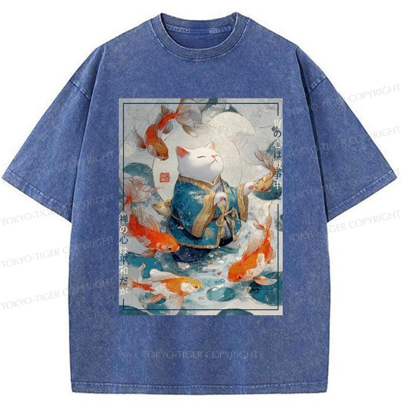 Tokyo-Tiger A Cat’s Zen  A Fish’s Fate Washed T-Shirt