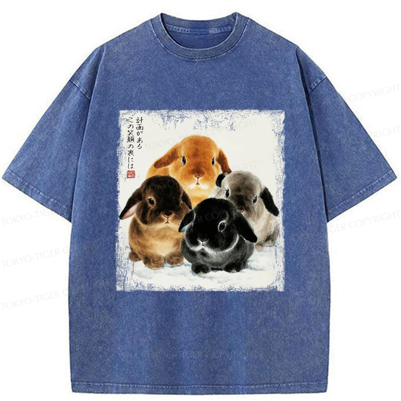 Tokyo-Tiger The Ink Wash Rabbit Is Watching You Washed T-Shirt