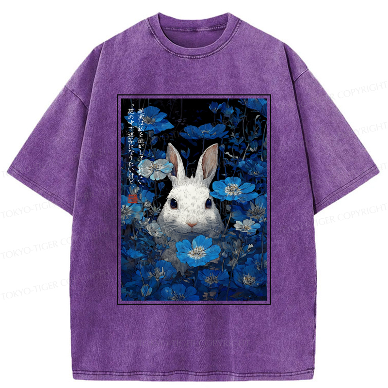 Tokyo-Tiger Whispers Of The Rabbit Among The Flowers Washed T-Shirt