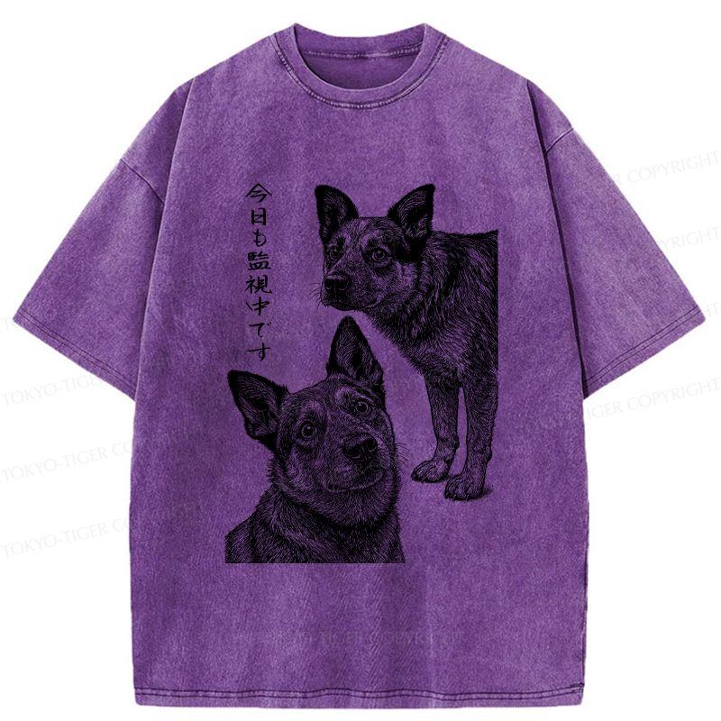 Tokyo-Tiger The Dog is Watching Today Washed T-Shirt