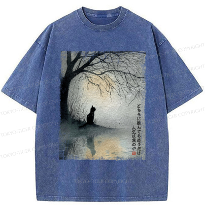 Tokyo-Tiger A Cat's Silent Solitude Washed T-Shirt
