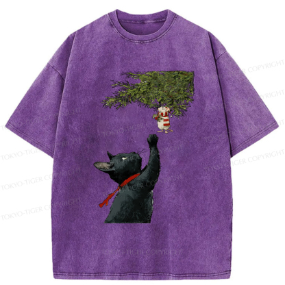 Tokyo-Tiger A Christmas Tale: The Cat And The Mouse Washed T-Shirt