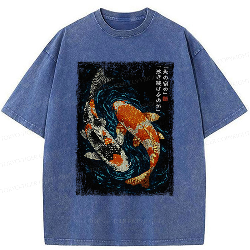Tokyo-Tiger Eternal Currents: The Life Of A Fish Washed T-Shirt