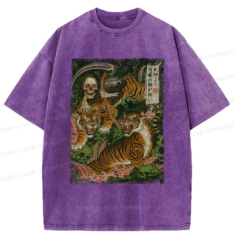 Tokyo-Tiger Death God And Tiger Washed T-Shirt