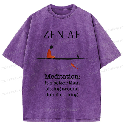 Tokyo-Tiger Zen Vibes Only: The Power of Meditation Washed T-Shirt