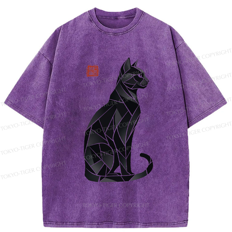 Tokyo-Tiger Mystic Cat: A Modern Design Washed T-Shirt