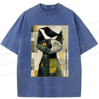 Tokyo-Tiger The Cat And The Crow Are Planning To Rule The World Washed T-Shirt