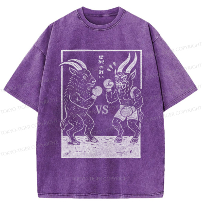 Tokyo-Tiger The Fight of the Century: Black Phillip vs Krampus Washed T-Shirt