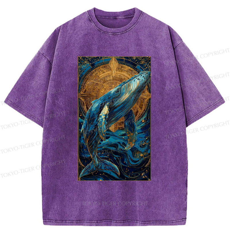 Tokyo-Tiger The Celestial Whale: Guardian Of The Stars Washed T-Shirt