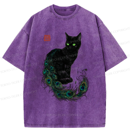 Tokyo-Tiger The Cat with a Peacock's Grace Washed T-Shirt