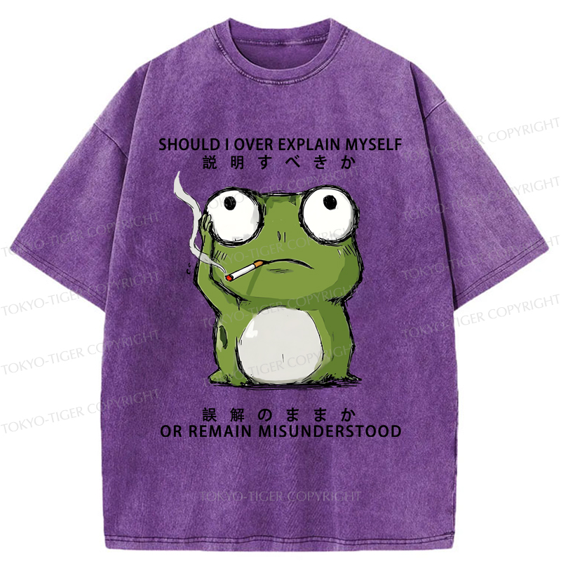 Tokyo-Tiger The Smoking Frog Of Philosophy Washed T-Shirt