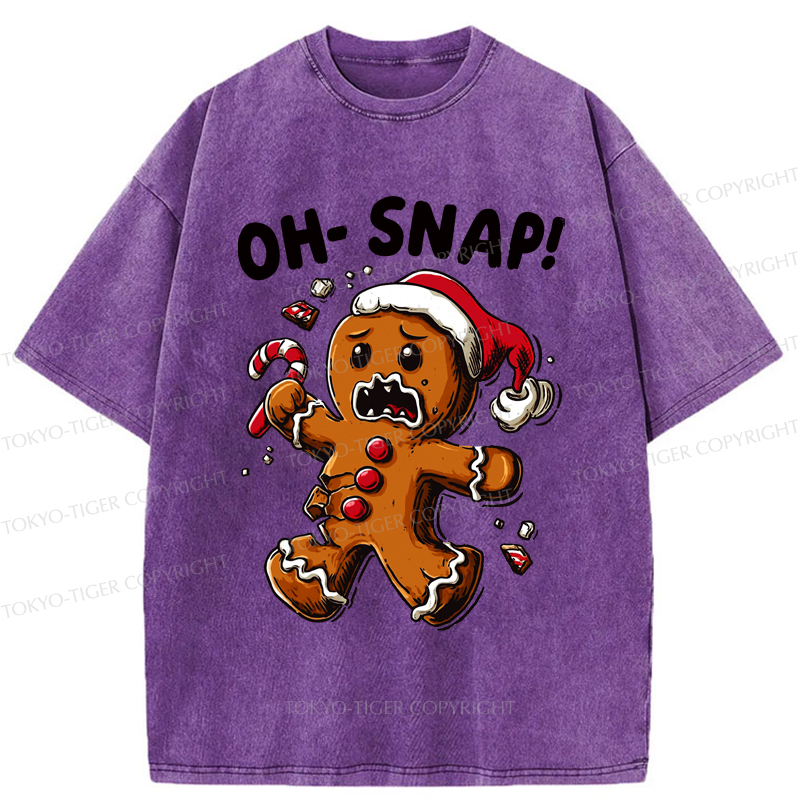 Tokyo-Tiger Oh Snap The Gingerbread Man's Christmas Chaos Washed T-Shirt
