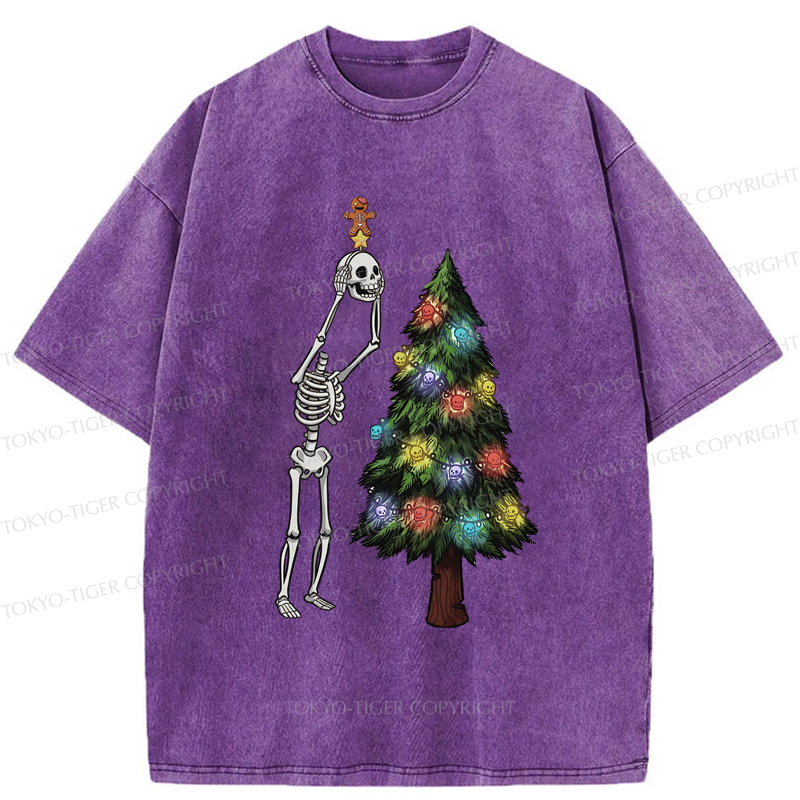 Tokyo-Tiger Skeleton's Christmas Tree Adventure Washed T-Shirt
