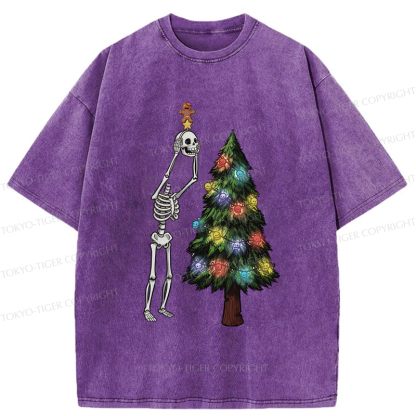 Tokyo-Tiger Skeleton's Christmas Tree Adventure Washed T-Shirt
