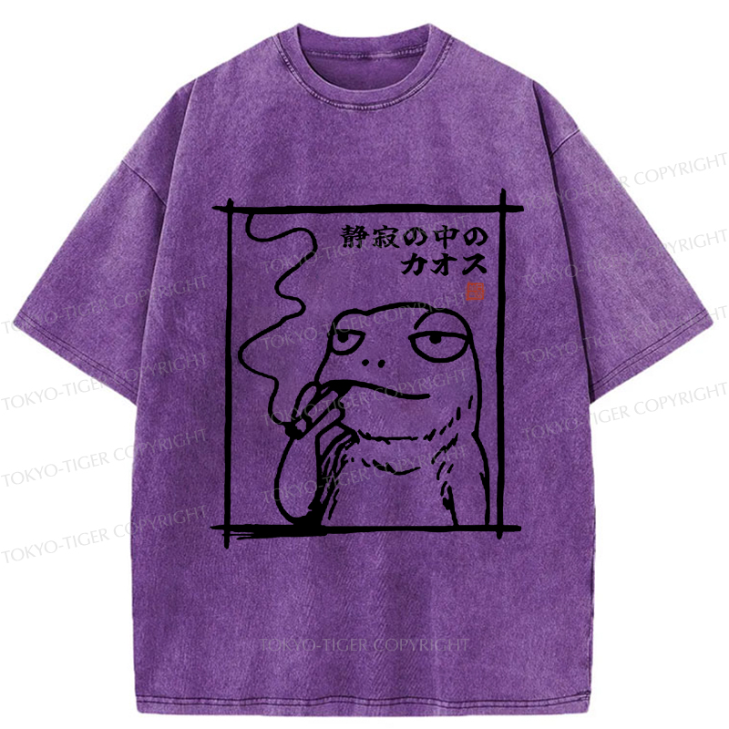 Tokyo-Tiger Chaos in the Silence of the Frog Washed T-Shirt