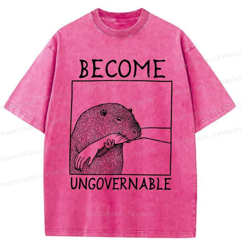 Tokyo-Tiger Capybara Bites People Washed T-Shirt