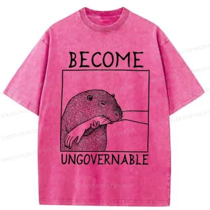 Tokyo-Tiger Capybara Bites People Washed T-Shirt