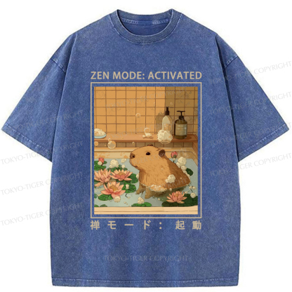 Tokyo-Tiger Zen Mode: Activated Capybara Washed T-Shirt