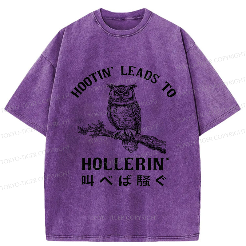 Tokyo-Tiger Hootin' Leads to Hollerin' Funny Owl Washed T-Shirt