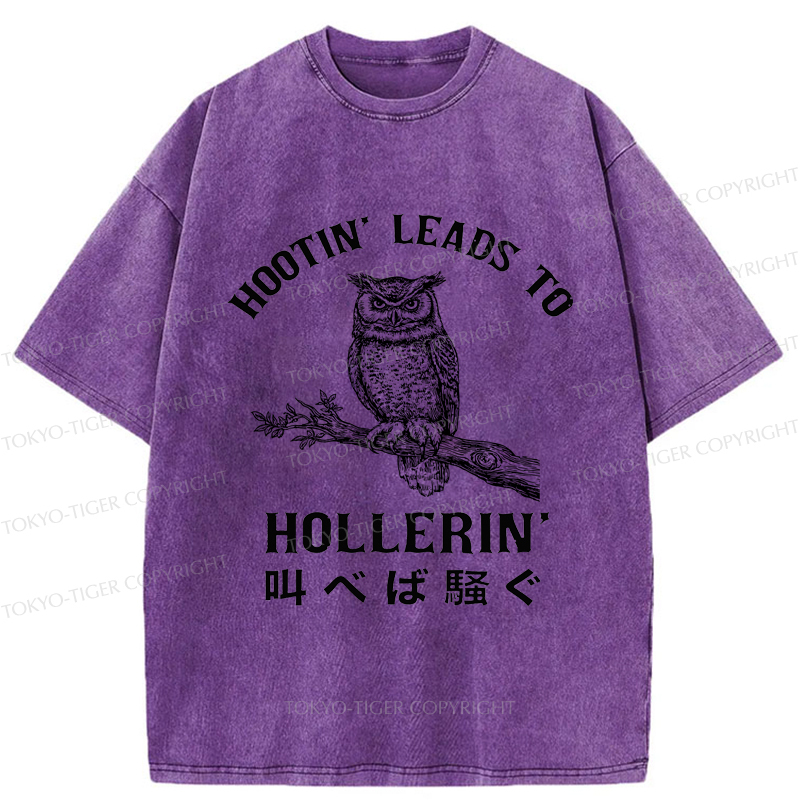Tokyo-Tiger Hootin' Leads to Hollerin' Funny Owl Washed T-Shirt