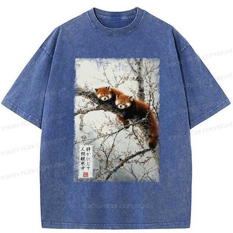 Tokyo-Tiger A funny red panda is quietly watching you Washed T-Shirt