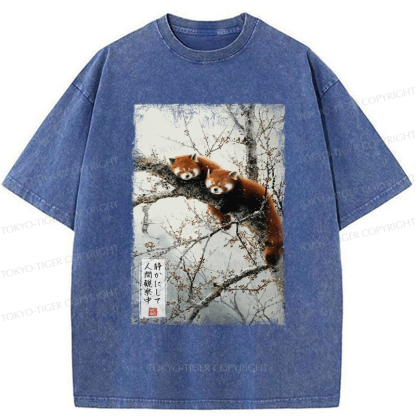 Tokyo-Tiger A funny red panda is quietly watching you Washed T-Shirt