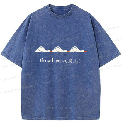 Tokyo-Tiger Funny Goose Bumps Washed T-Shirt