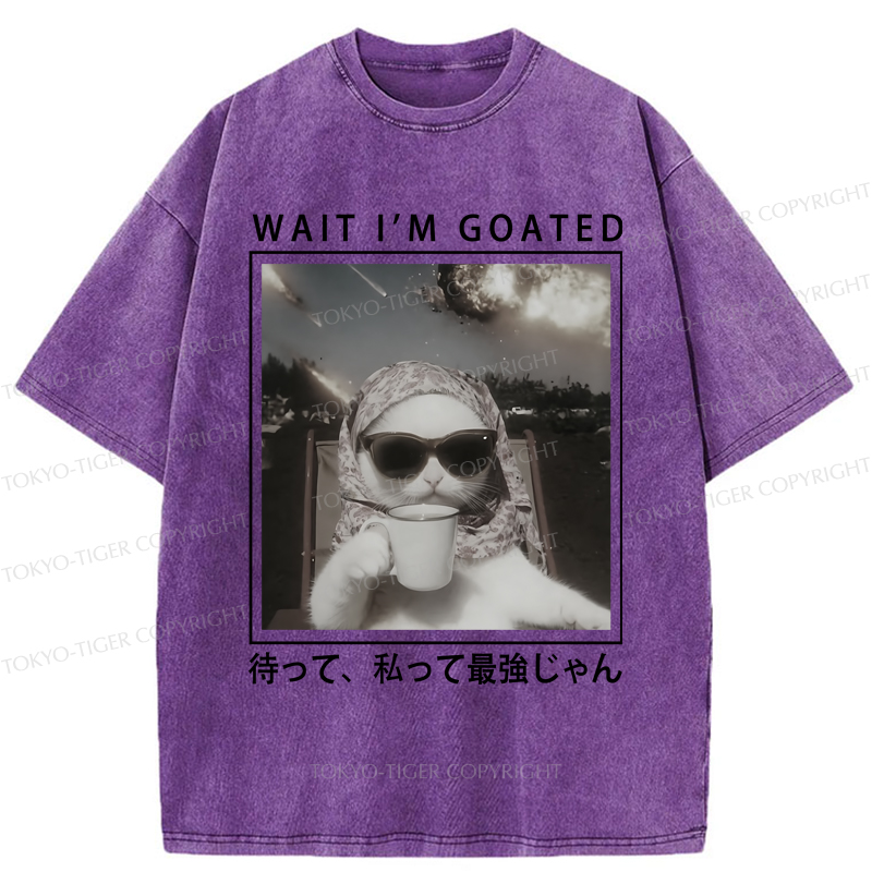 Tokyo-Tiger Elegant And Sarcastic Cat Washed T-Shirt