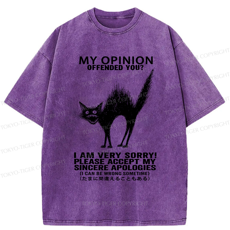 Tokyo-Tiger No Offense Cat Washed T-Shirt