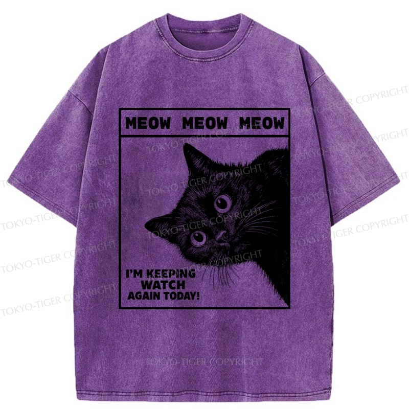 Tokyo-Tiger The cat says, 'I'm watching you.' Washed T-Shirt