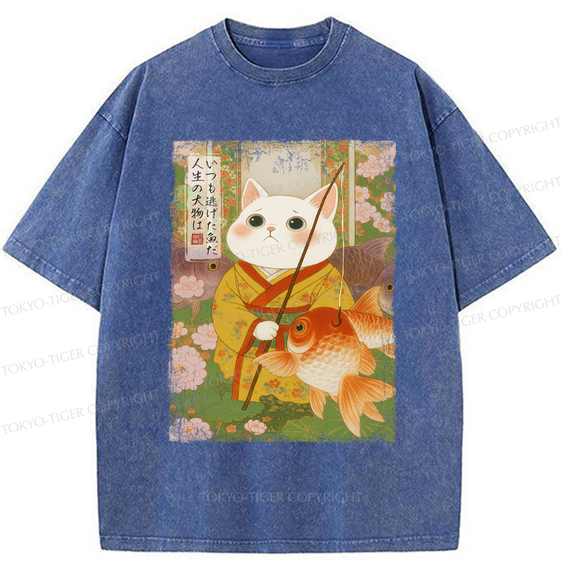 Tokyo-Tiger A Tale of Cat and Fish Washed T-Shirt