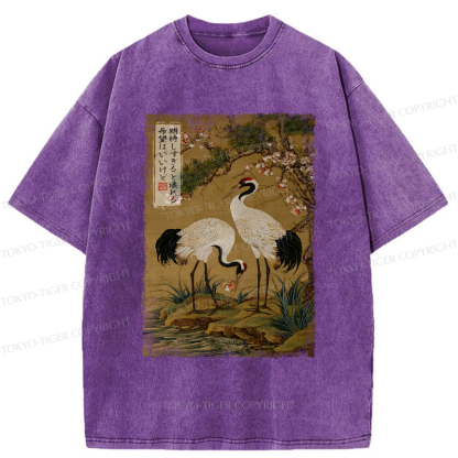Tokyo-Tiger Graceful Cranes, Fragile Hopes Washed T-Shirt