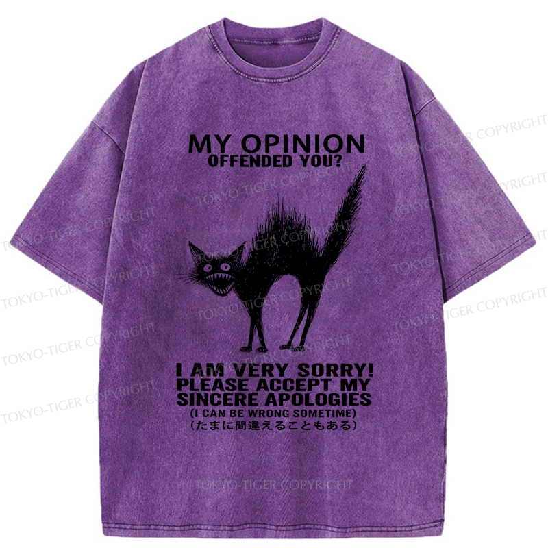 Tokyo-Tiger No Offense Cat Washed T-Shirt