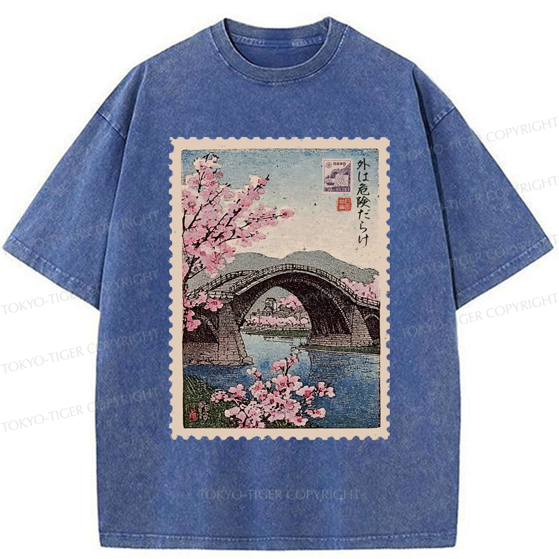 Tokyo-Tiger Vintage Attraction Stamp Washed T-Shirt